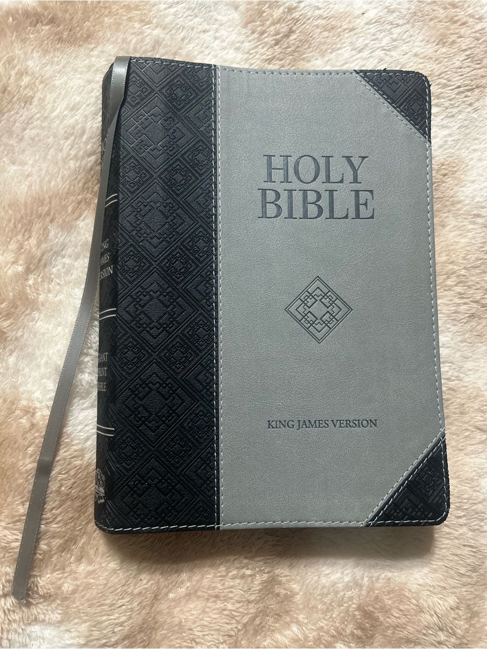 Holy Bible King James Version - Gray & Black Simulated Leather Giant Print NEW